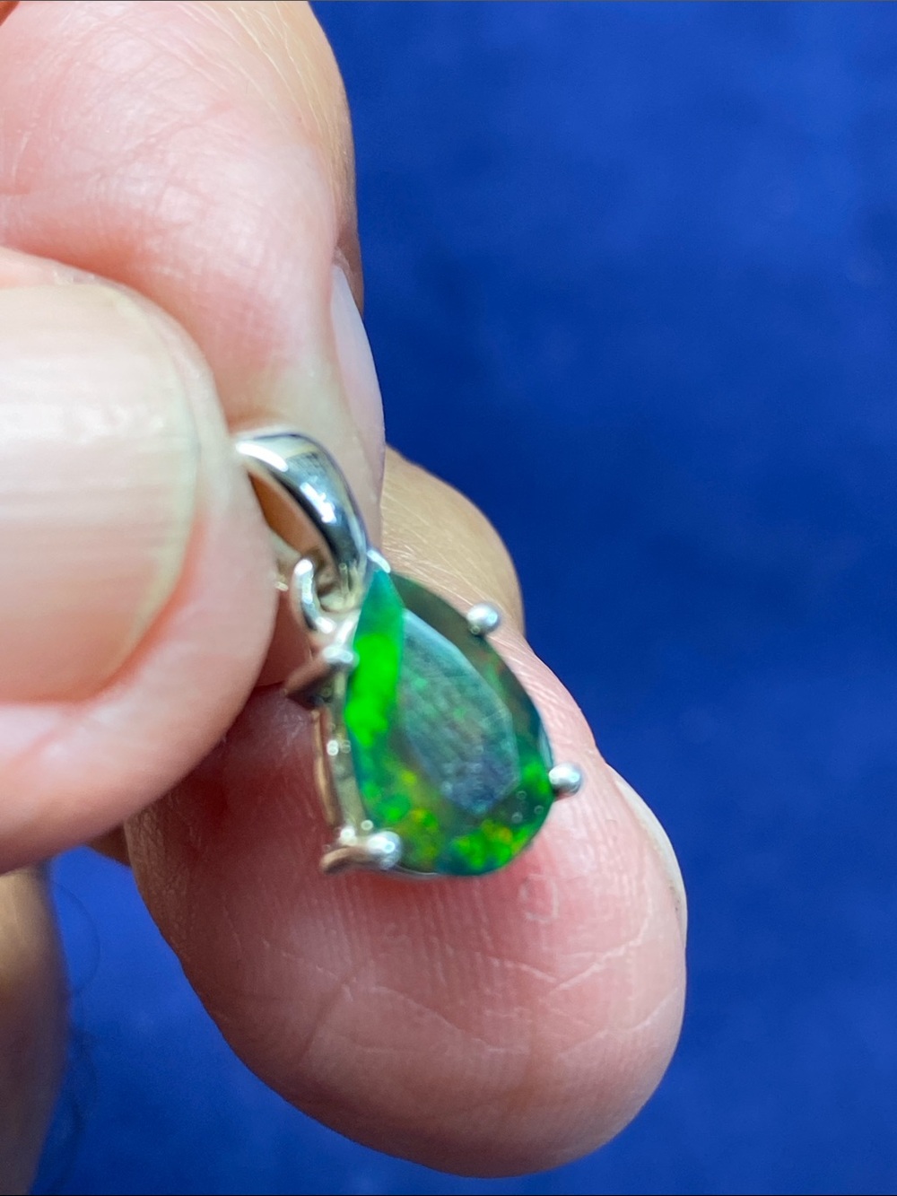 BLACK OPAL FACETED PENDANT IN SOLID STERLING SILVER 925